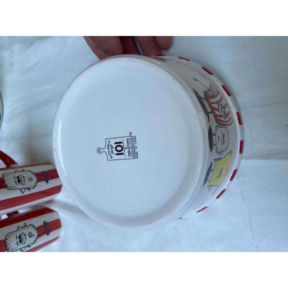 TableTops Unltd Kitchen Prep101 Ceramic Popcorn Bucket, Shakers & Matching Bowls - Picture 5 of 5